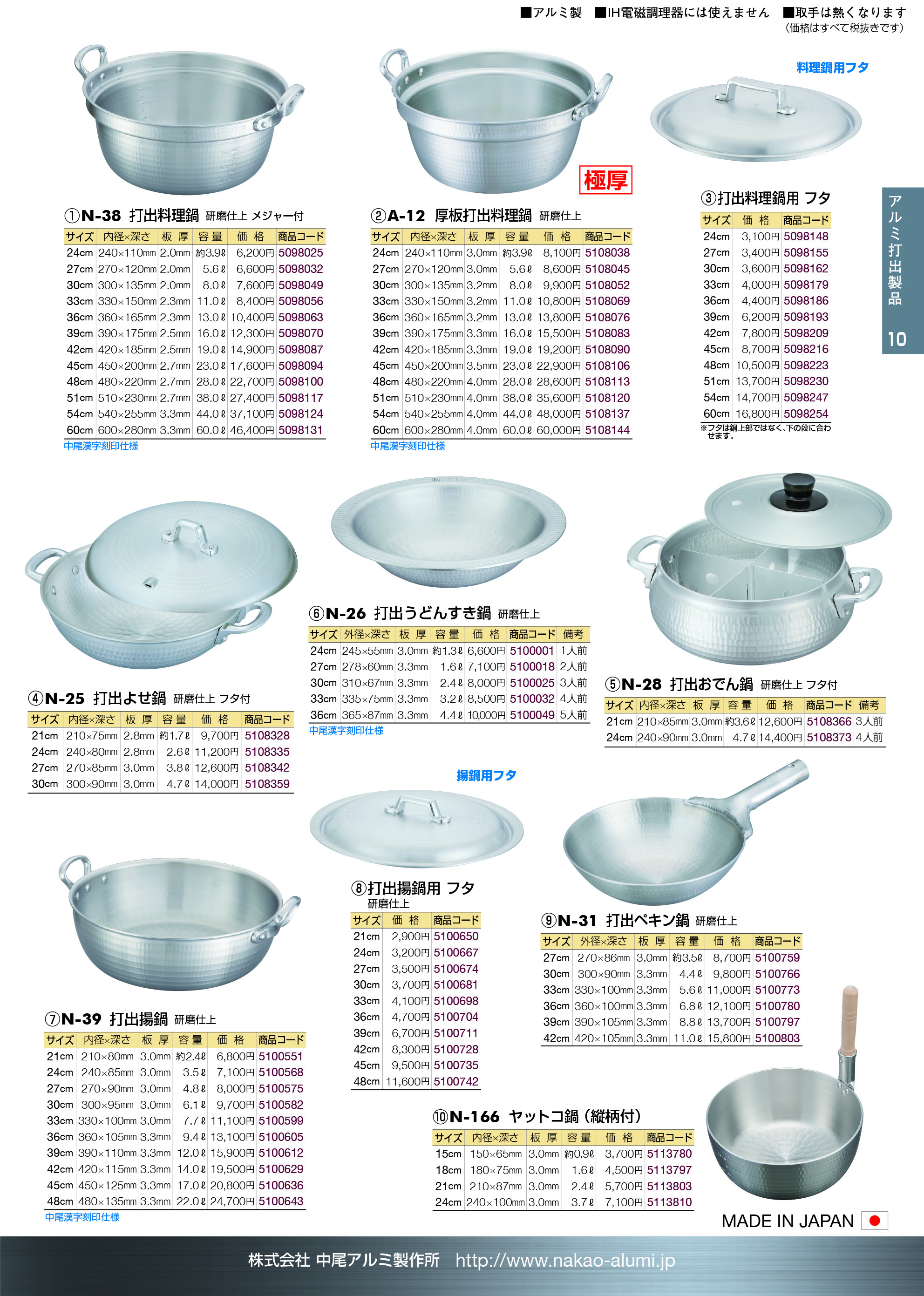 低価格 中尾アルミ製作所 アルミ料理鍋 48cm 大鍋 段付鍋 円付鍋 業務